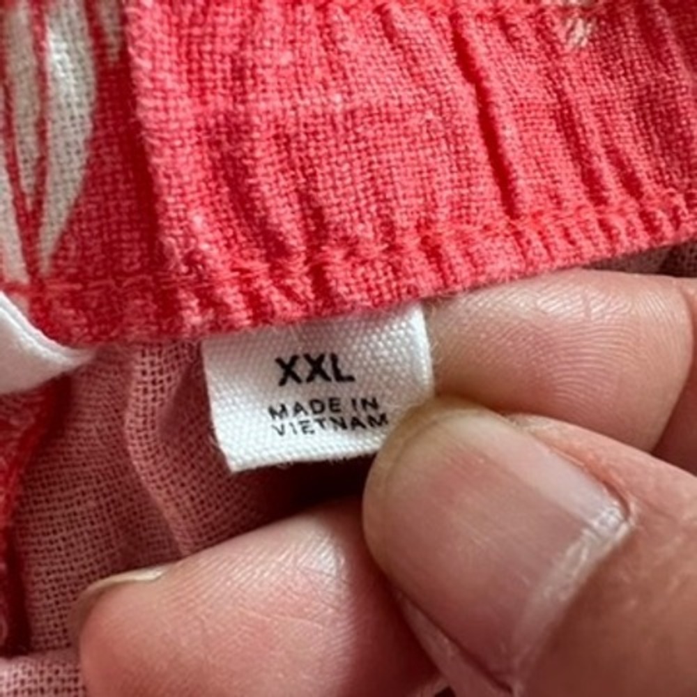 Gap Women XXL‎ Red Orange Floral Linen Blend Pull On Shorts Tropical Summer - Picture 4 of 9